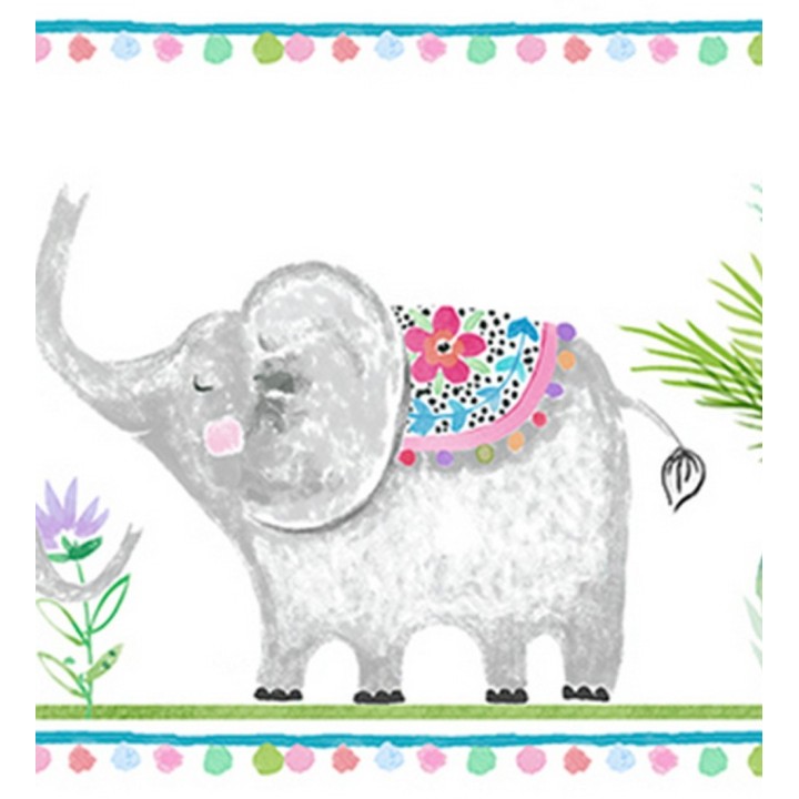 Cenefa de elefantes y flores - Animal Parade 128897