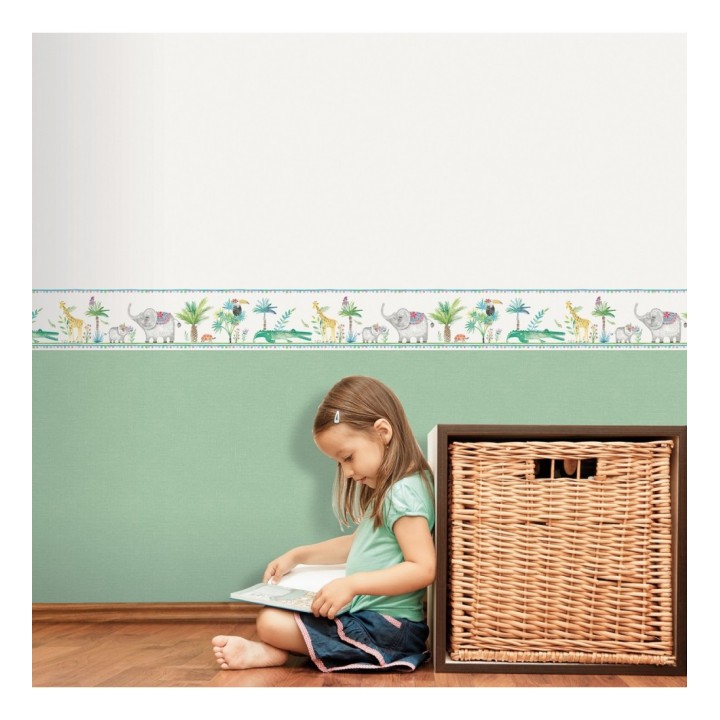 Cenefa de elefantes y flores - Animal Parade 128897