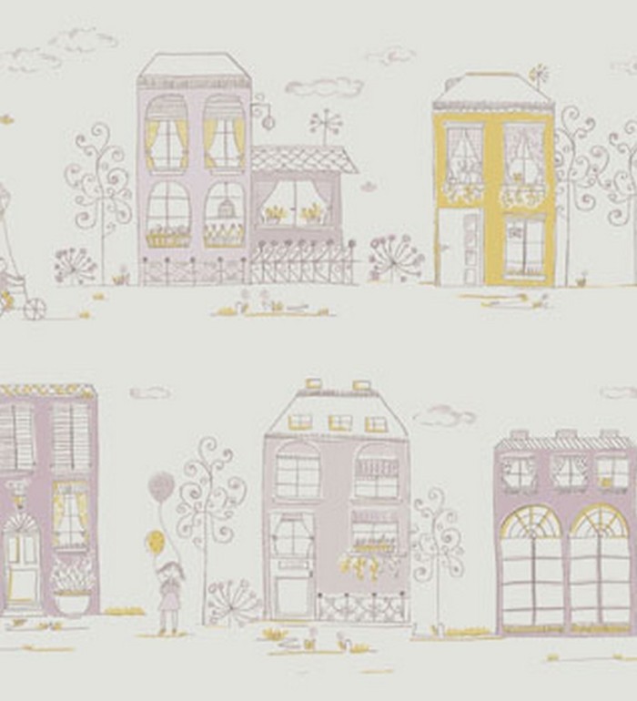 Papel pintado dibujos de casas infantiles coquetas - Candy Town 228128
