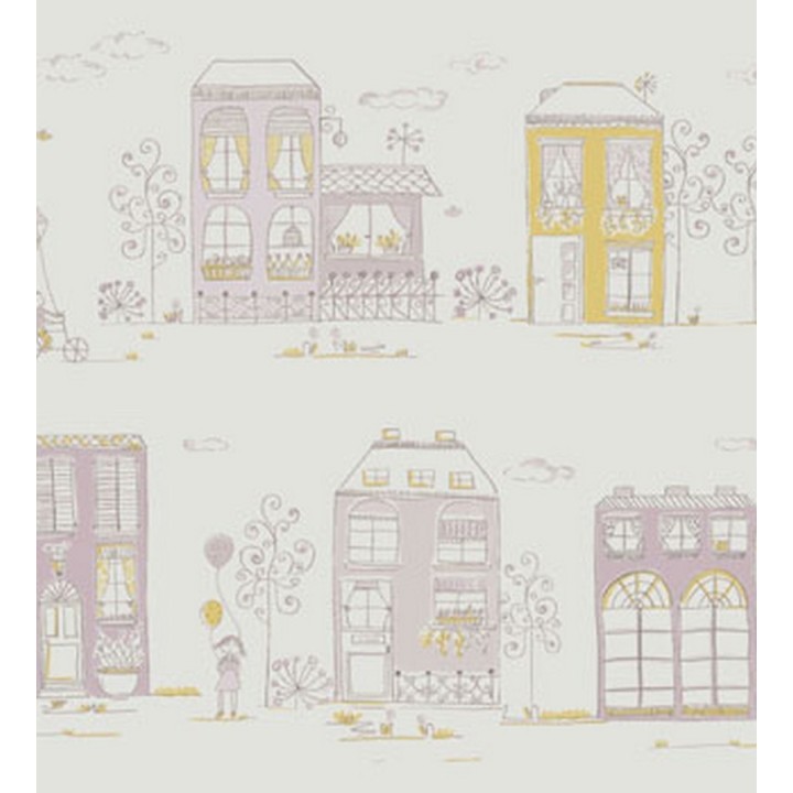 Papel pintado dibujos de casas infantiles coquetas - Candy Town 228128