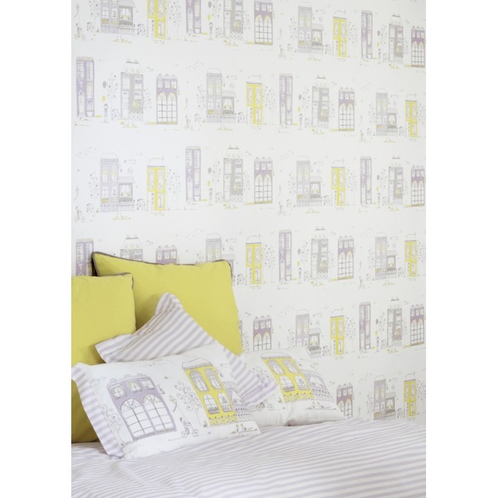 Papel pintado dibujos de casas infantiles coquetas - Candy Town 228128