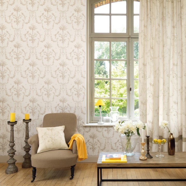 Papel pintado cadenetas de flores y pájaros - Allegrain 229117