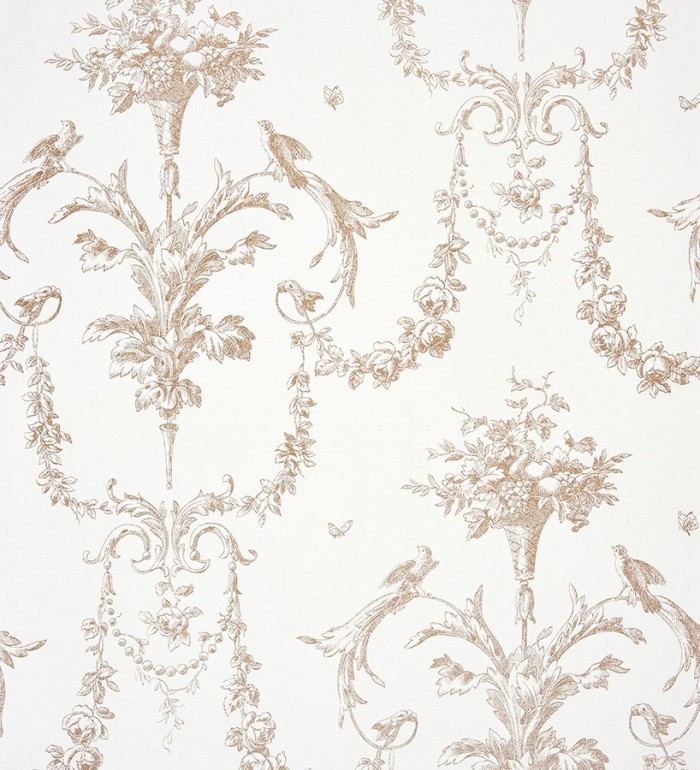 Papel pintado cadenetas de flores y pájaros - Allegrain 229118