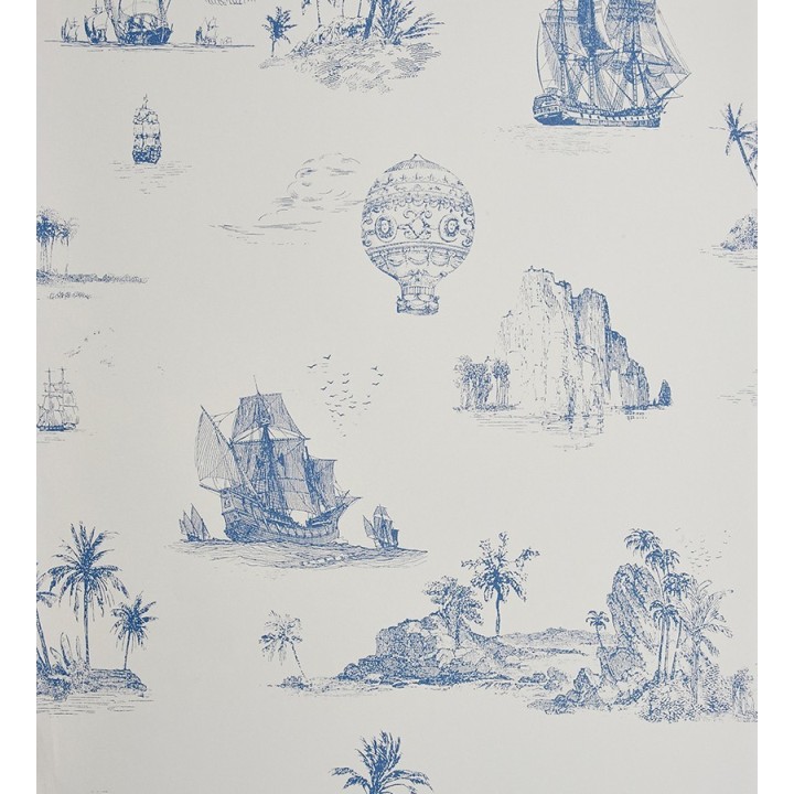 Papel pintado toile de jouy globos y barcos - Denubois 229121