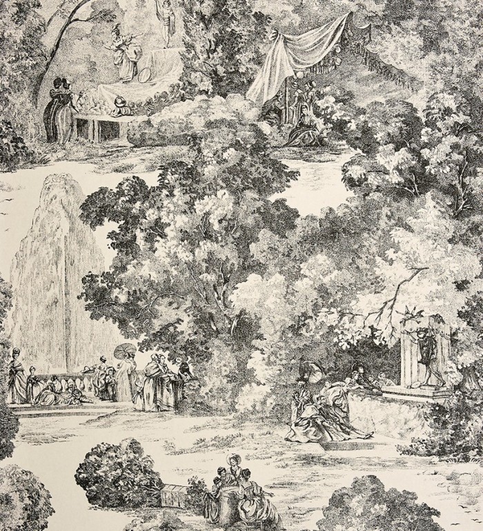 Papel pintado toile de jouy clásico escenas del parque - Freminet 229129