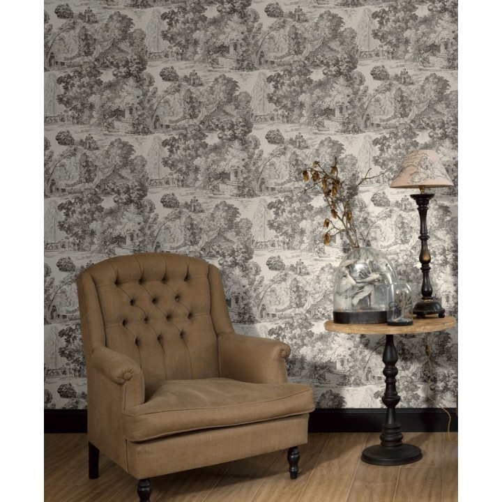 Papel pintado toile de jouy clásico escenas del parque - Freminet 229129