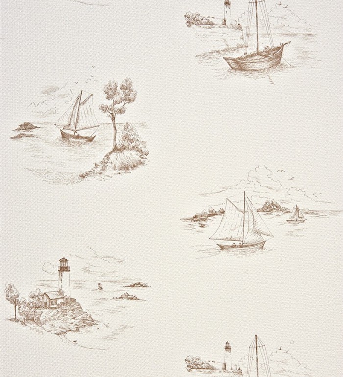 Papel pintado toile de jouy escenas marineras - Beagle 230123