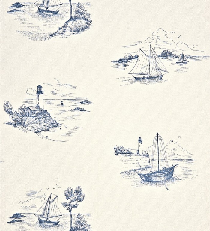 Papel pintado toile de jouy escenas marineras - Beagle 230124