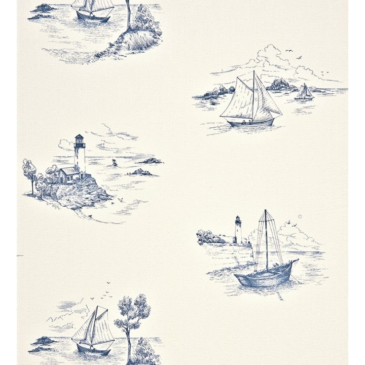 Papel pintado toile de jouy escenas marineras - Beagle 230124