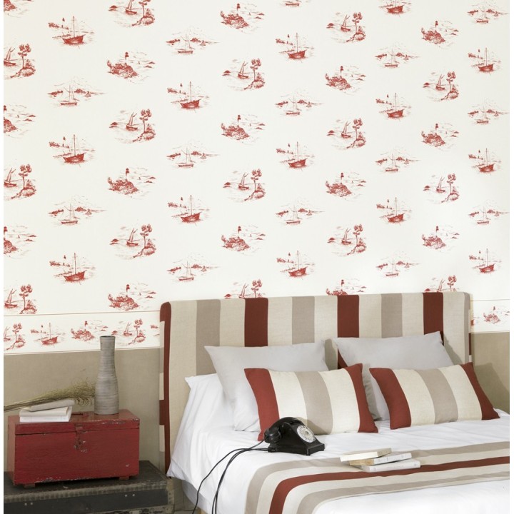 Papel pintado toile de jouy escenas marineras - Beagle 230125