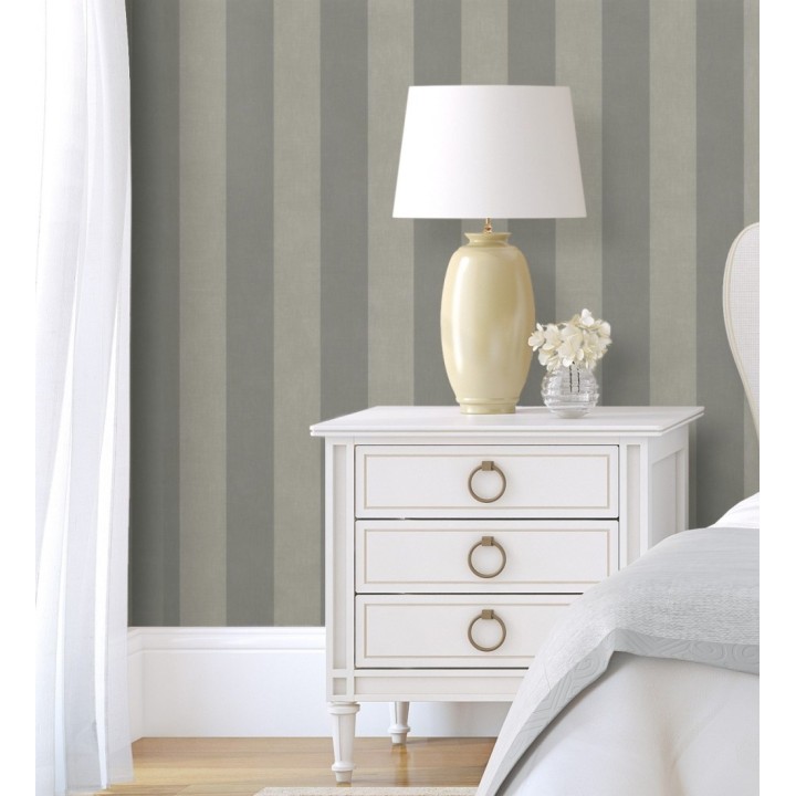 Papel pintado de rayas textura lienzo tonos gris piedra - Raya Orellana 231918