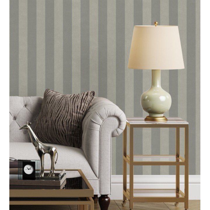Papel pintado de rayas textura lienzo tonos gris piedra - Raya Orellana 231918