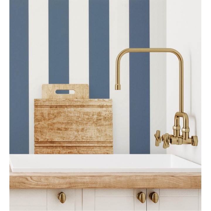 Papel pintado de rayas textura lienzo color azul eléctrico y blanco - Raya Orellana 231920