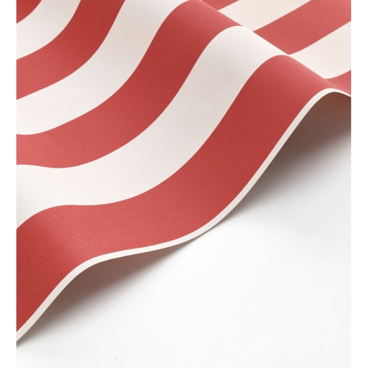 Papel pintado de rayas textura lienzo color rojo y beige - Raya Orellana 231921