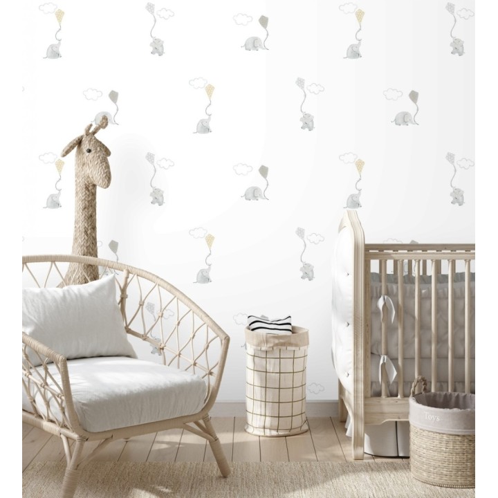 Papel pintado elefantes infantiles con cometas - Candy Elephants 232117