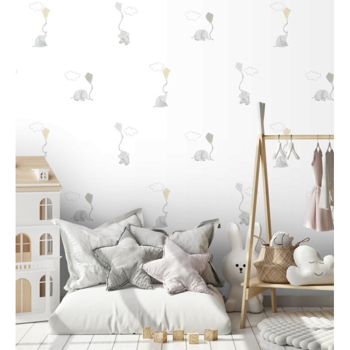 Papel pintado elefantes infantiles con cometas - Candy Elephants 232117