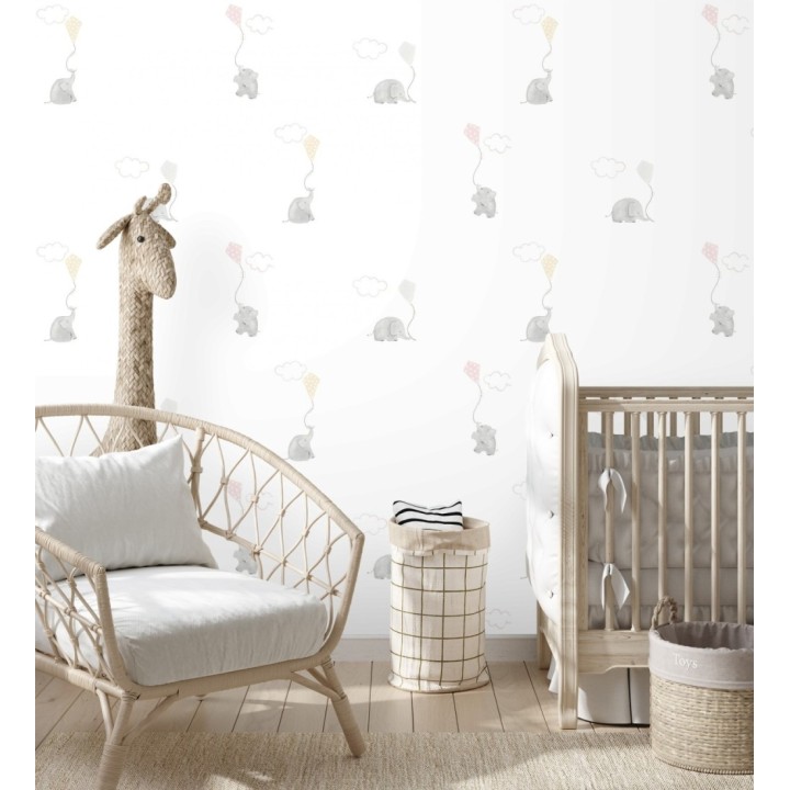 Papel pintado elefantes infantiles con cometas - Candy Elephants 232118