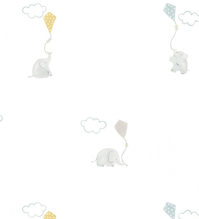 Papel pintado elefantes infantiles con cometas - Candy Elephants 232119