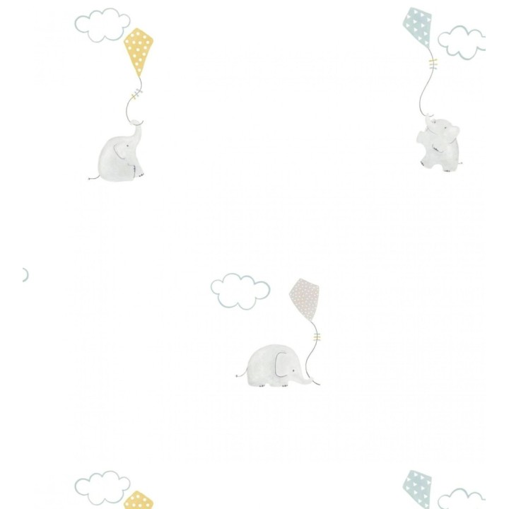 Papel pintado elefantes infantiles con cometas - Candy Elephants 232119