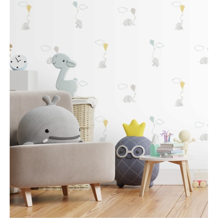 Papel pintado elefantes infantiles con cometas - Candy Elephants 232119