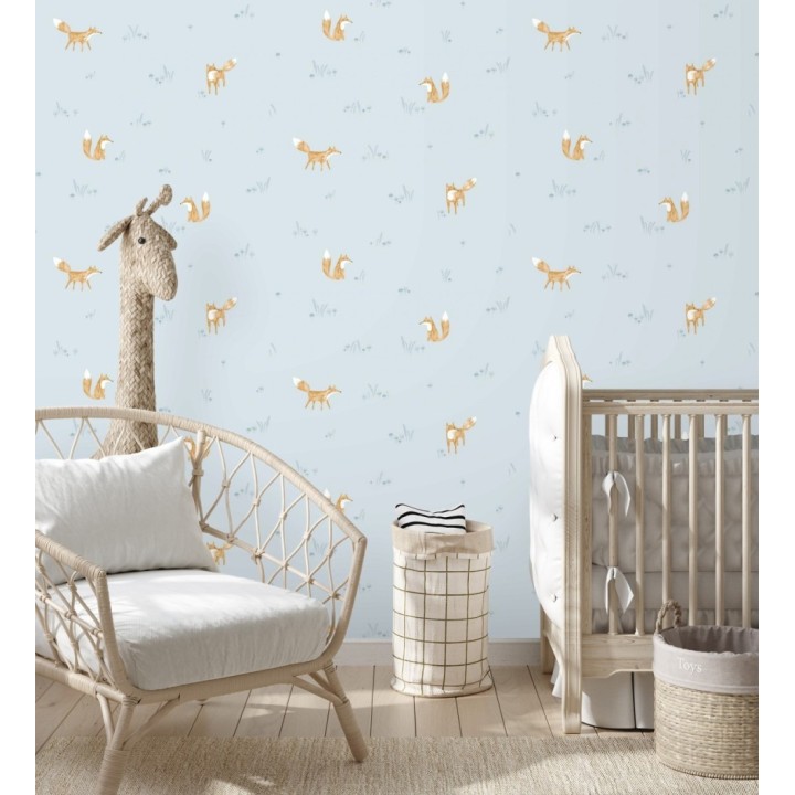 Papel pintado zorros coquetos infantiles - Foxes 232132