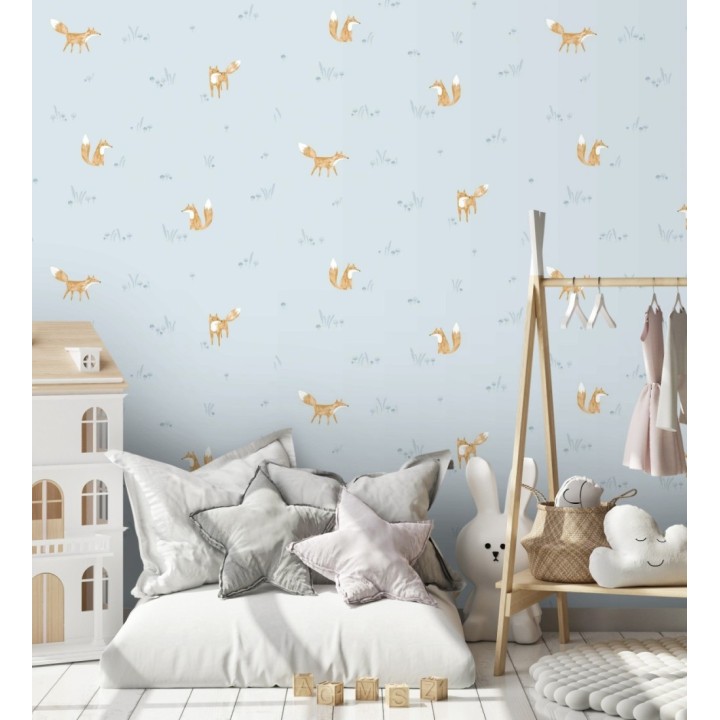 Papel pintado zorros coquetos infantiles - Foxes 232132