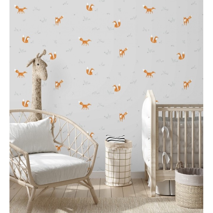 Papel pintado zorros coquetos infantiles - Foxes 232133