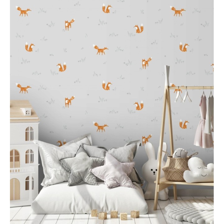 Papel pintado zorros coquetos infantiles - Foxes 232133