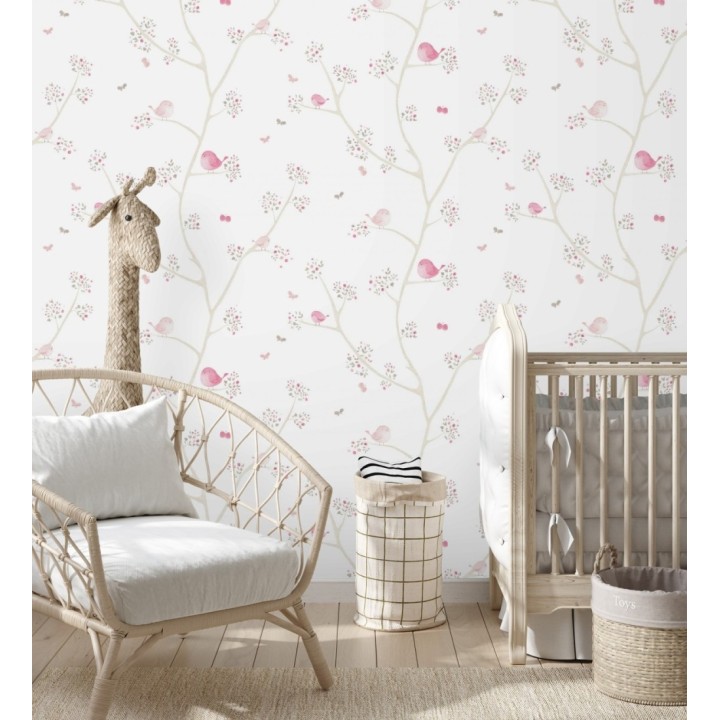 Papel pintado pájaros de acuarela y árboles infantiles - Watercolor Birds 232136