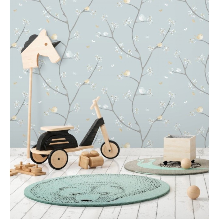 Papel pintado pájaros de acuarela y árboles infantiles - Watercolor Birds 232138