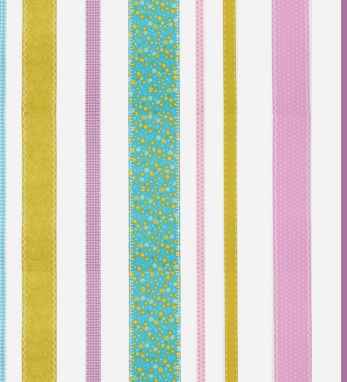 Papel pintado rayas estampadas patchwork - Raya Flowering 340917