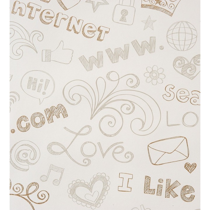 Papel pintado iconos de internet a carboncillo perla - Cyberlove 340963