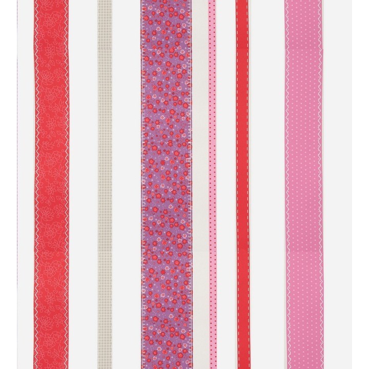 Papel pintado rayas estampadas patchwork - Raya Flowering 340967
