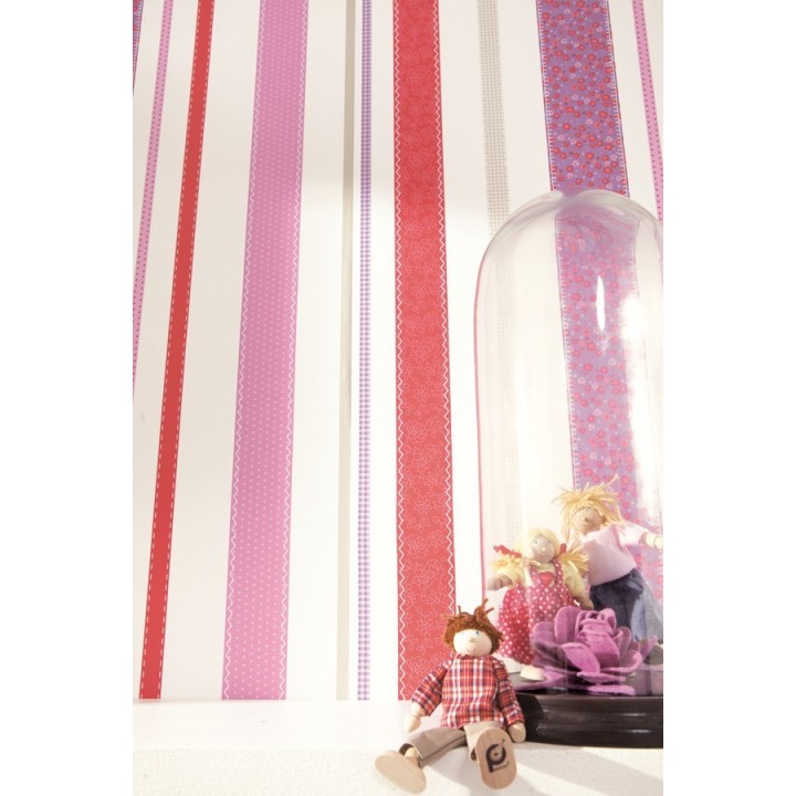 Papel pintado rayas estampadas patchwork - Raya Flowering 340967