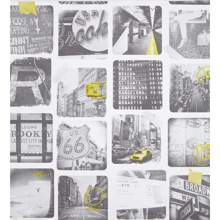 Papel pintado collage de fotos viajes por USA blanco y negro - Twista 341571