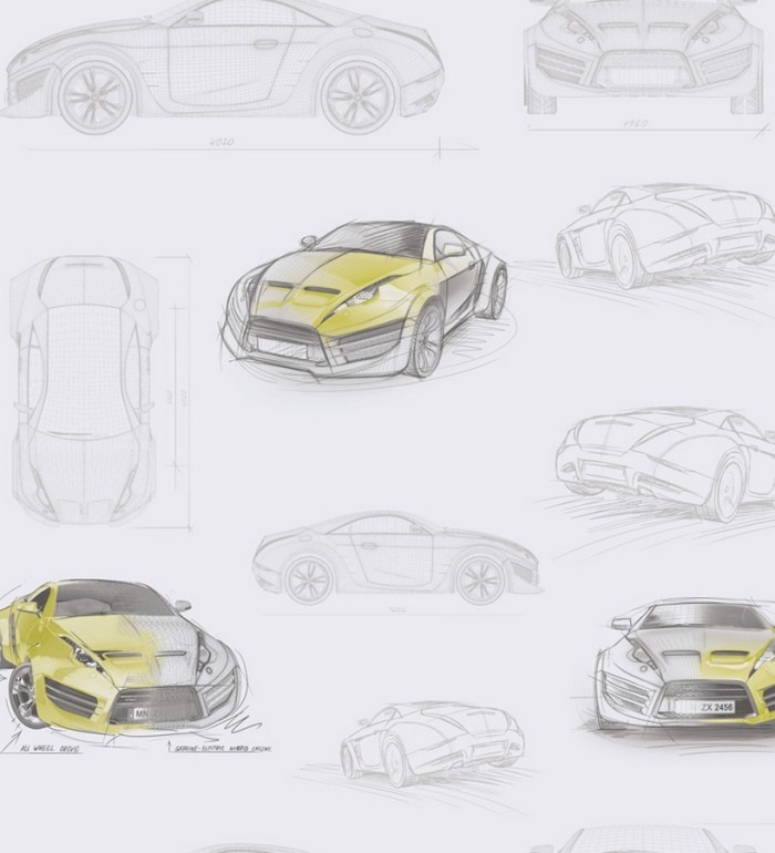 Papel pintado bocetos de coches tuning - Sketches 341779