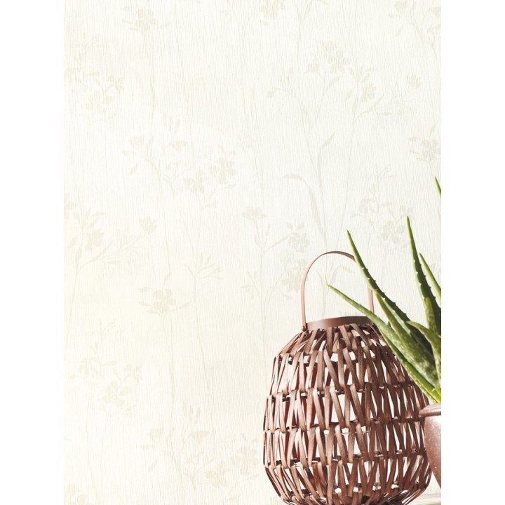 Papel pintado hojas delgadas y flores pequeñas - Juncus 342059