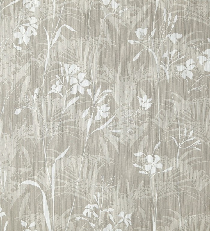 Papel pintado hojas delgadas y flores pequeñas - Juncus 342060