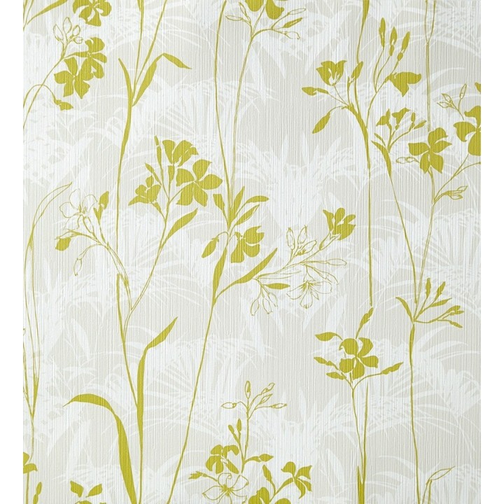 Papel pintado hojas delgadas y flores pequeñas - Juncus 342061