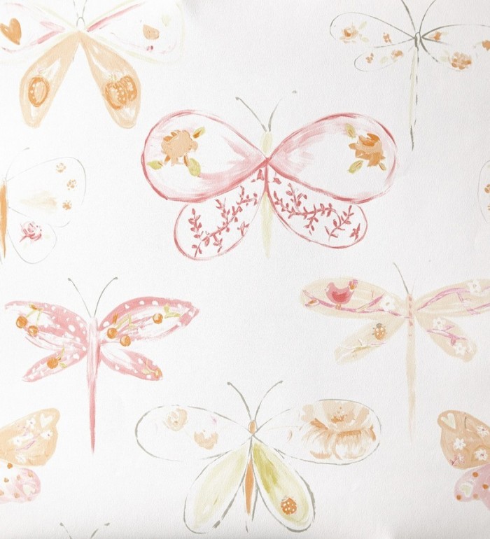 Papel pintado libélulas y mariposas dibujadas - Libelflies 342100