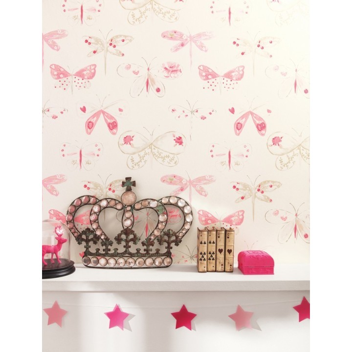 Papel pintado libélulas y mariposas dibujadas - Libelflies 342101