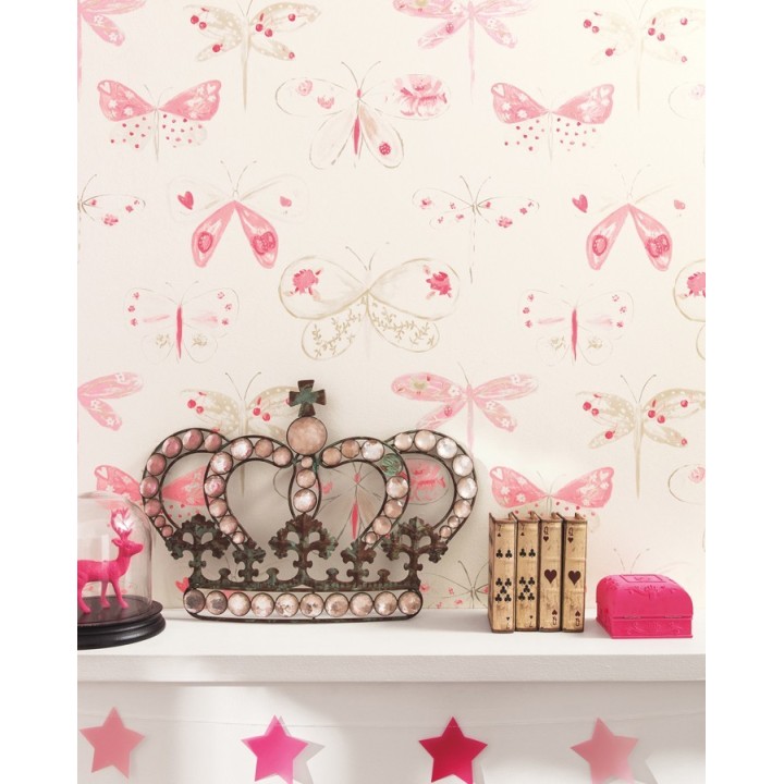 Papel pintado libélulas y mariposas dibujadas - Libelflies 342101