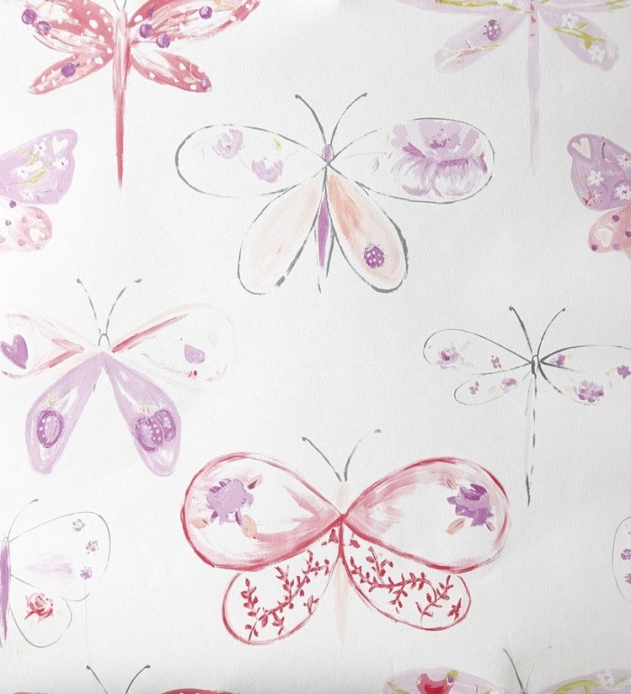 Papel pintado libélulas y mariposas dibujadas - Libelflies 342102