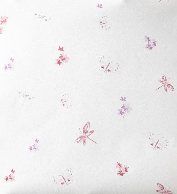 Papel pintado mariposas y libélulas con flores - Small Libelflies 342106