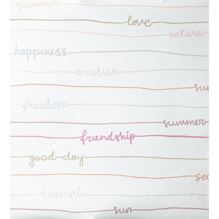 Papel pintado palabras escritas a mano con rayas horizontales - Raya Girol 342114