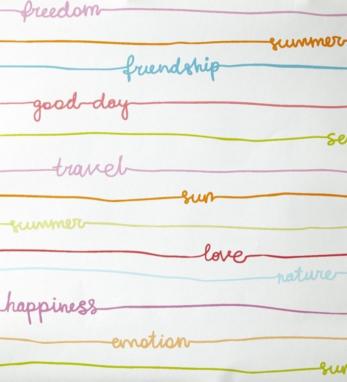 Papel pintado palabras escritas a mano con rayas horizontales - Raya Girol 342115