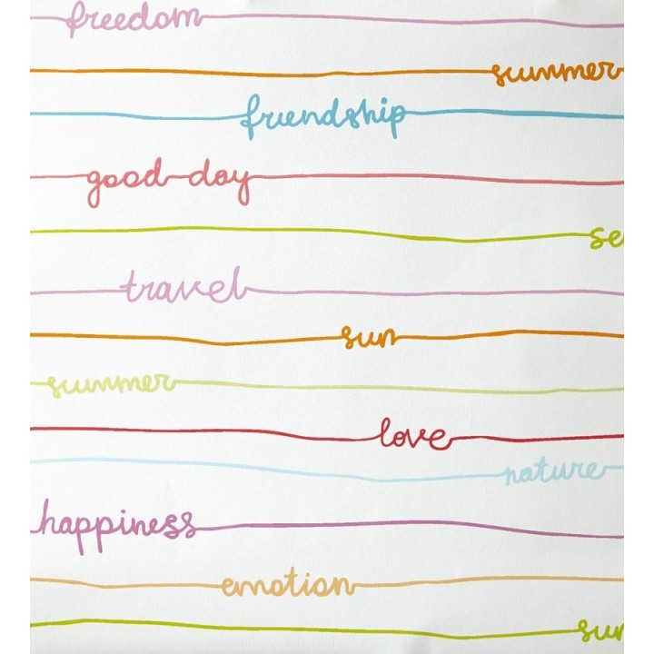 Papel pintado palabras escritas a mano con rayas horizontales - Raya Girol 342115
