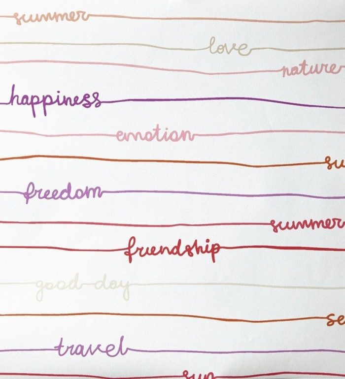 Papel pintado palabras escritas a mano con rayas horizontales - Raya Girol 342116