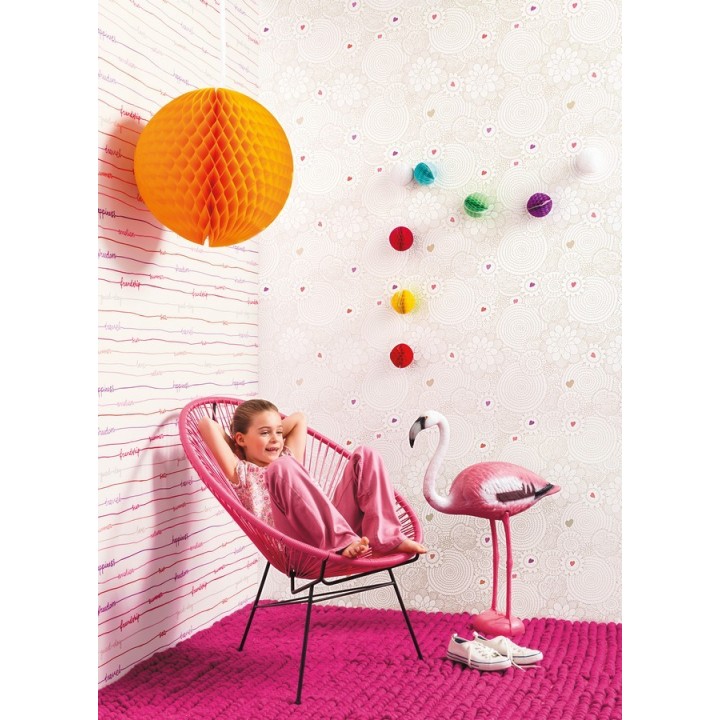 Papel pintado palabras escritas a mano con rayas horizontales - Raya Girol 342116