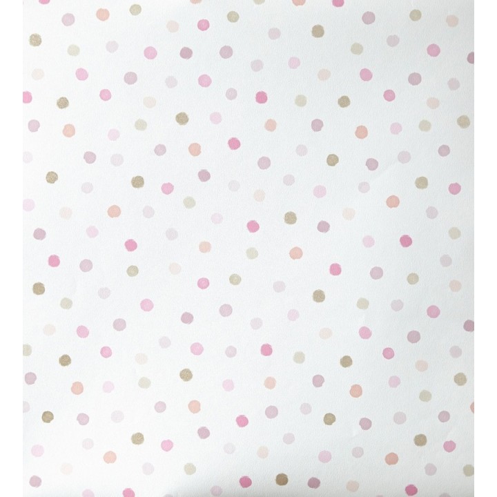 Papel pintado lunares infantiles tonos rosa - Girol 342117